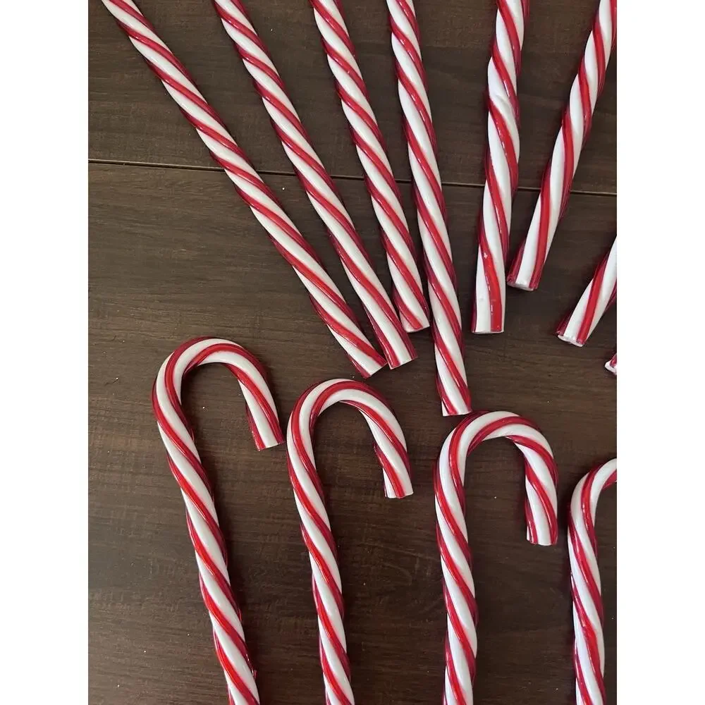 Vintage 17 Christmas Twisted Large Candy Canes Red And White Sturdy Plastic